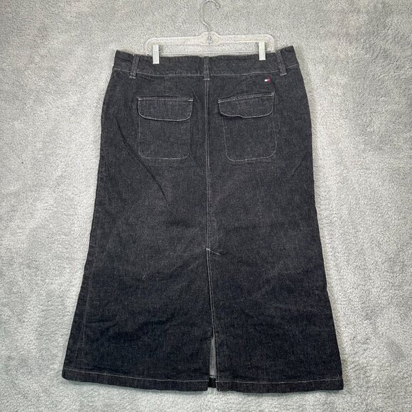 Tommy Hilfiger Women's Y2K Black Denim Maxi Skirt Dark Wash Plus Size 18 - Picture 2 of 14